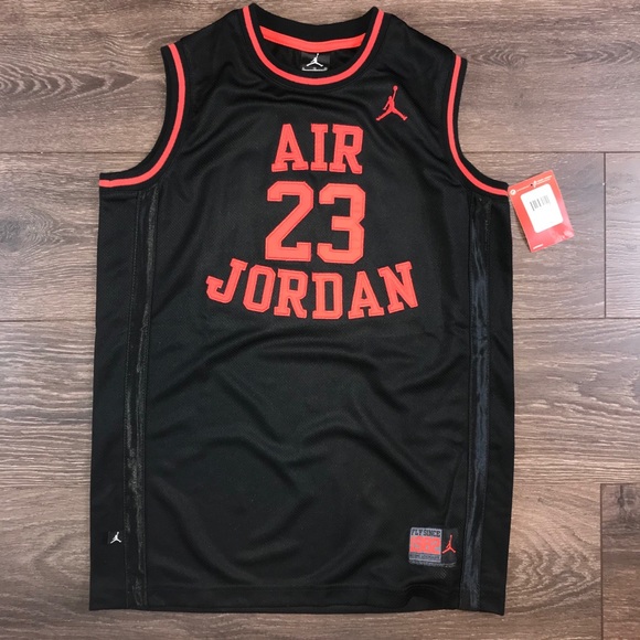 Nike Air Jordan #23 Jumpman Boy’s Activewear Black & Red Basketball Jersey Sz XL - Picture 2 of 8